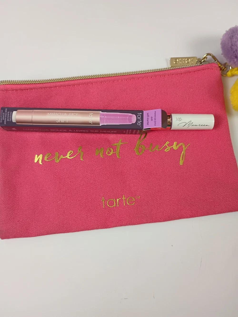 tarte Kids Accessories Pink Zip Pouch with Pom Pom